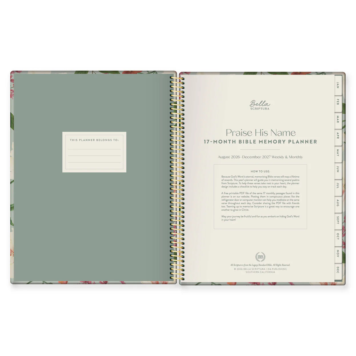 17-Month Bible Memory Planner (2027) - Garden Edition