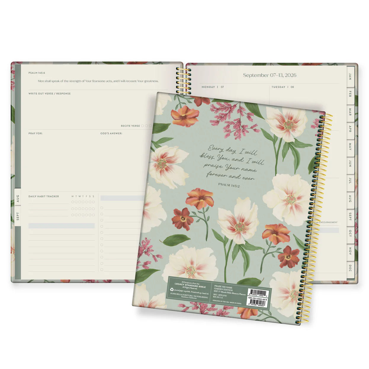 17-Month Bible Memory Planner (2027) - Garden Edition