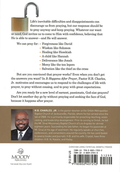 It Happens After Prayer: Biblical Motivation for Believing Prayer by H B Charles Jr (Author)