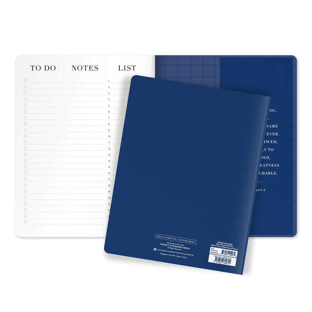 17-Month Bible Memory Planner (2027) - Navy Blue Edition
